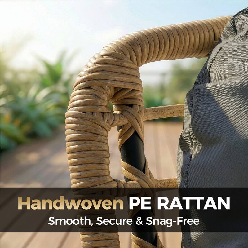 FINCATI 2-Person Outdoor/Indoor Wicker Lounge Egg Chair Loveseat, Oversized 51" Patio Club Chair with 5.5" Cushion