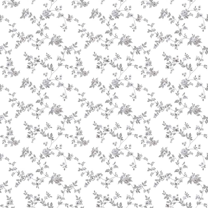 Galerie Wallcoverings Small Prints Delicate Floral Non-woven Matte Wallpaper Roll - 33-feet long x 21-inches wide - Black/Grey