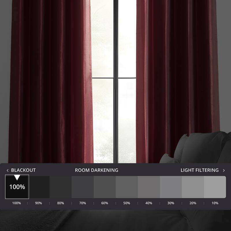 Exclusive Fabrics Textured Dupioni Faux Silk Blackout Grommet Curtain Panel