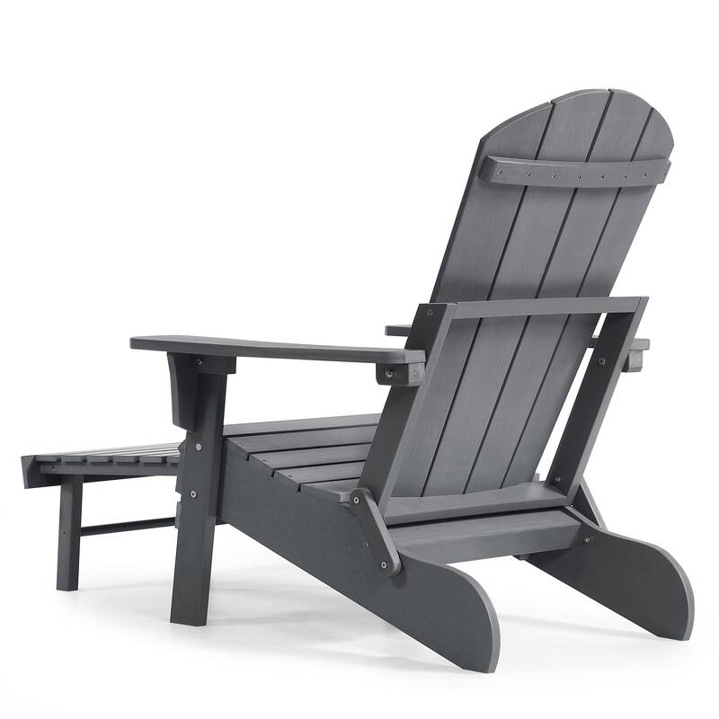 Seaton Folding Poly Adirondack Chair with Pull-out Ottoman, Set of 2