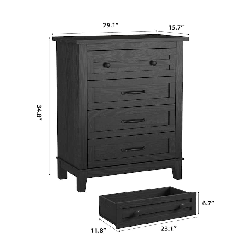 4 Dresser for Bedroom, 34.8" Tall Wooden Freestanding Chest of Drawers