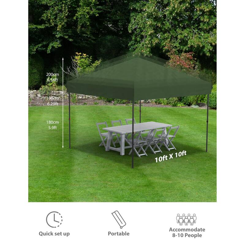 10x10 Feet Instant Pop-Up Canopy Tent, 1 Removable Sidewalls - 10*10Ft