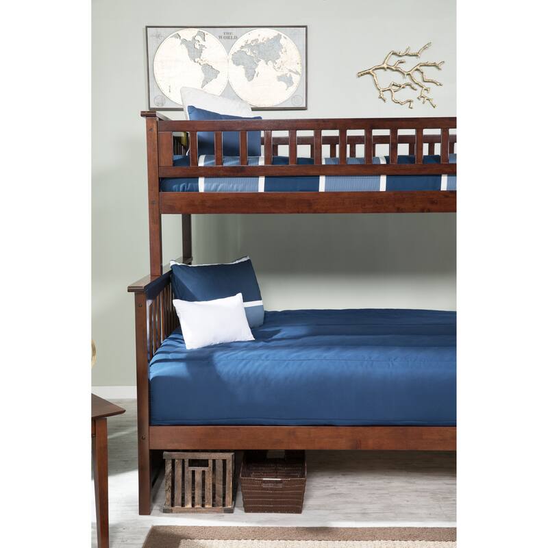 Columbia Twin over Full Staircase Bunk Bed with 2 Drawers in Walnut