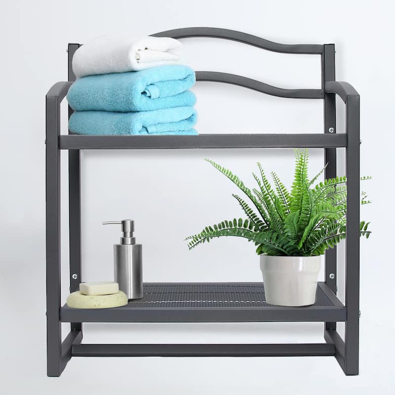 Household Essentials 2-Tier Metal Wall Mount Bathroom Storage Rack