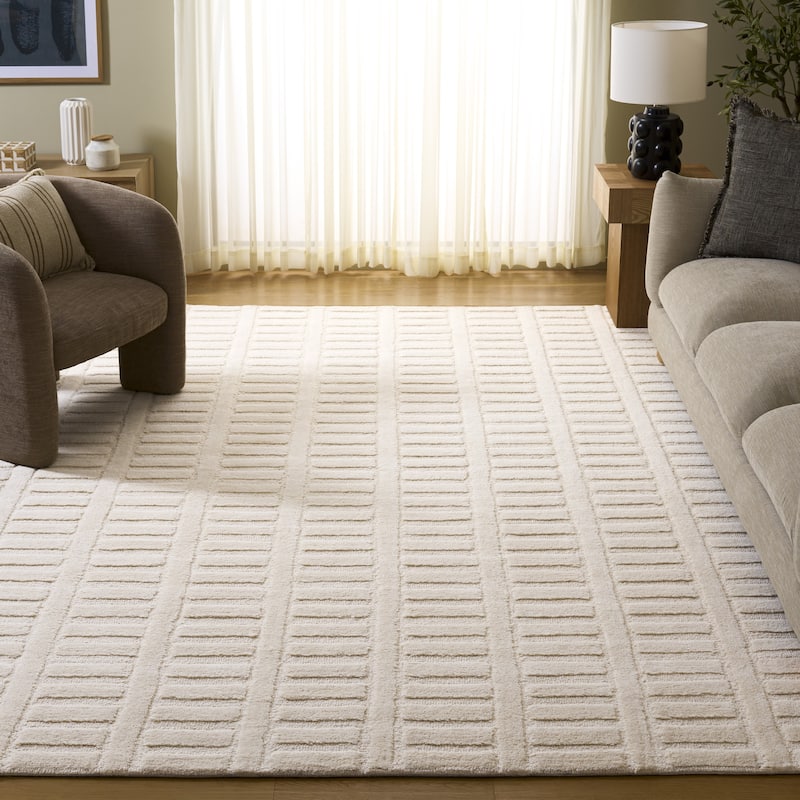 SAFAVIEH Handmade Mykonos Janan Modern Wool Rug - 9' x 12' - Ivory