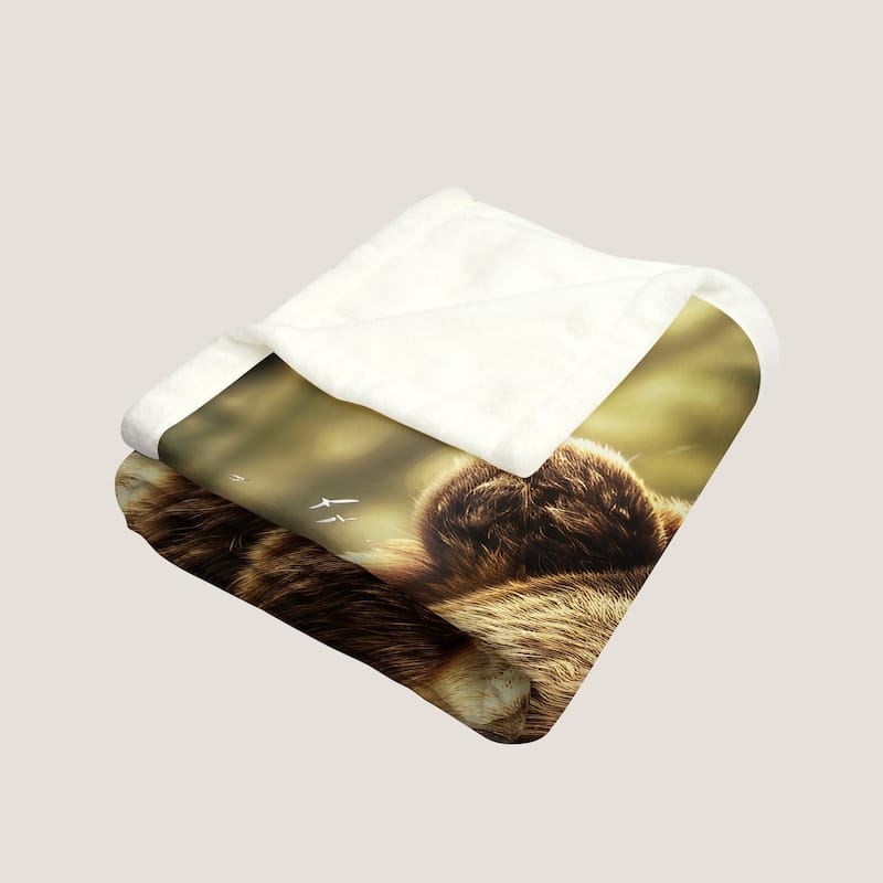 Bear Flannel Fleece Throw Blanket, Wild Animal All Season Bed Blanket for Bed Sofa Couch