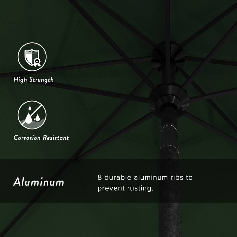 California Umbrella 9' Rd. Aluminum Patio Umbrella, Deluxe Crank Lift with Collar Tilt, Black Frame Finish, Pacifica Fabric