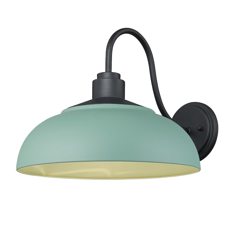 Levitt 13.63" Wide 1-Light Natural Black Outdoor Wall Light - Natural Teal Shade