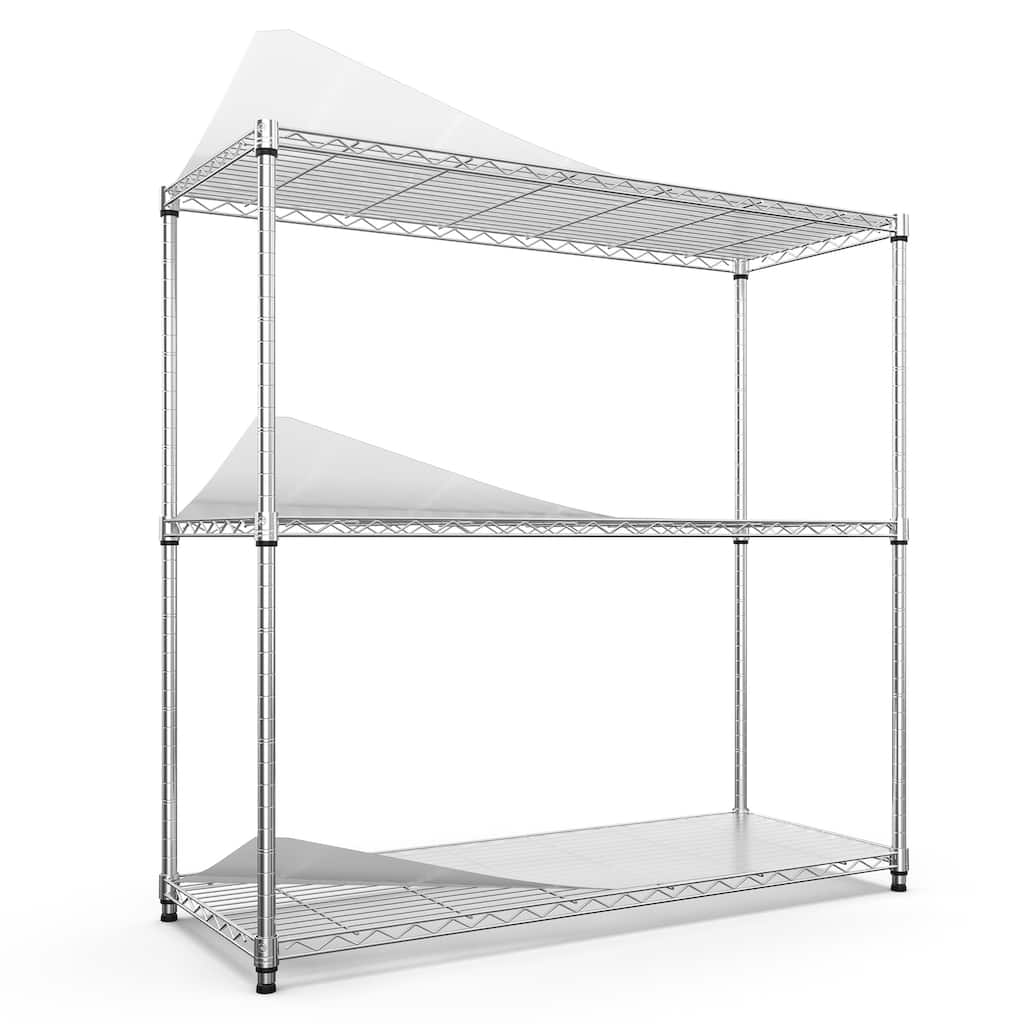 3 Tier Wire Shelving Unit, 1050 LBS NSF Height Adjustable Garage Storage Shelves, Heavy Duty Storage Wire Rack Metal Shelves