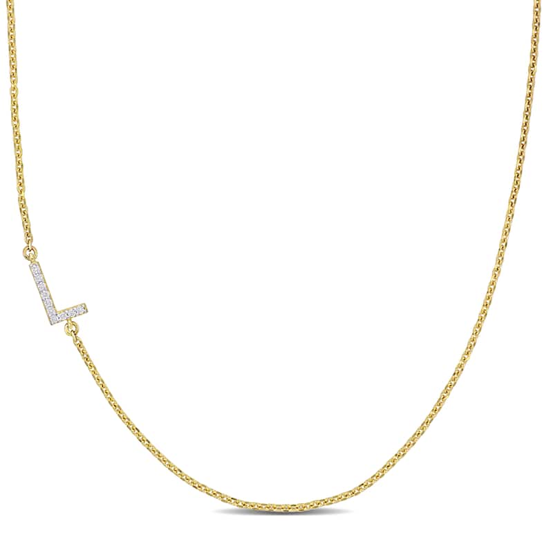 Miadora Diamond Accent A to Z Initial Station Necklace in 14k Yellow Gold - L