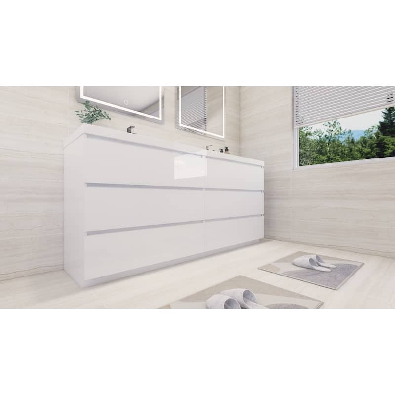Aron 72'' Freestanding Vanity with Double Reinforced Acrylic Sink