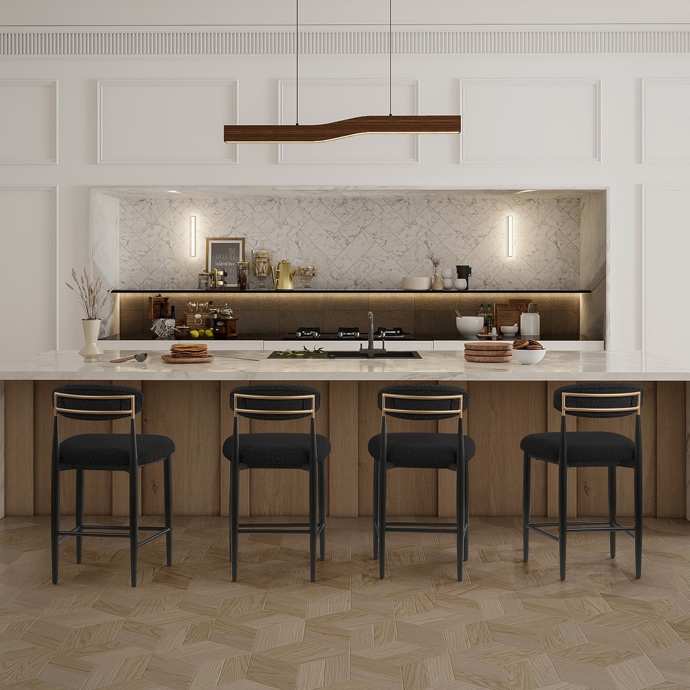Morden Fort Modern Armless Boucle Bar Chairs(Set of 4)