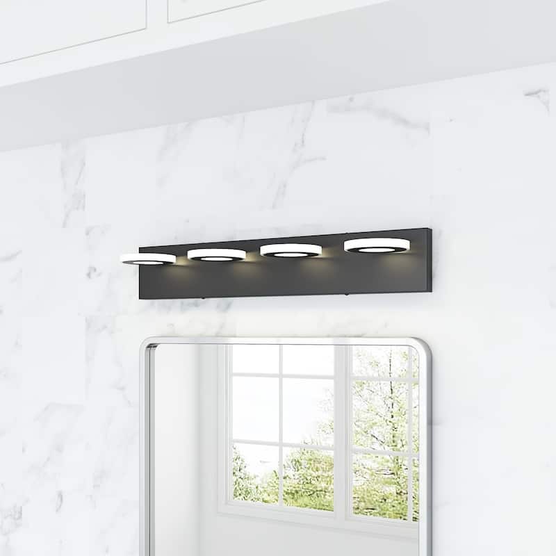 Dimmable 4-Light Round LED Elegant Vanity Lighting Fixture for Bathroom Mirror