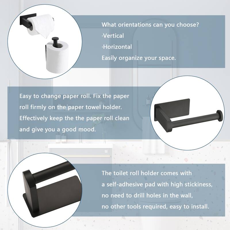 PROOX Rustproof Ahesive Toilet Pater Holder Stainless Steel