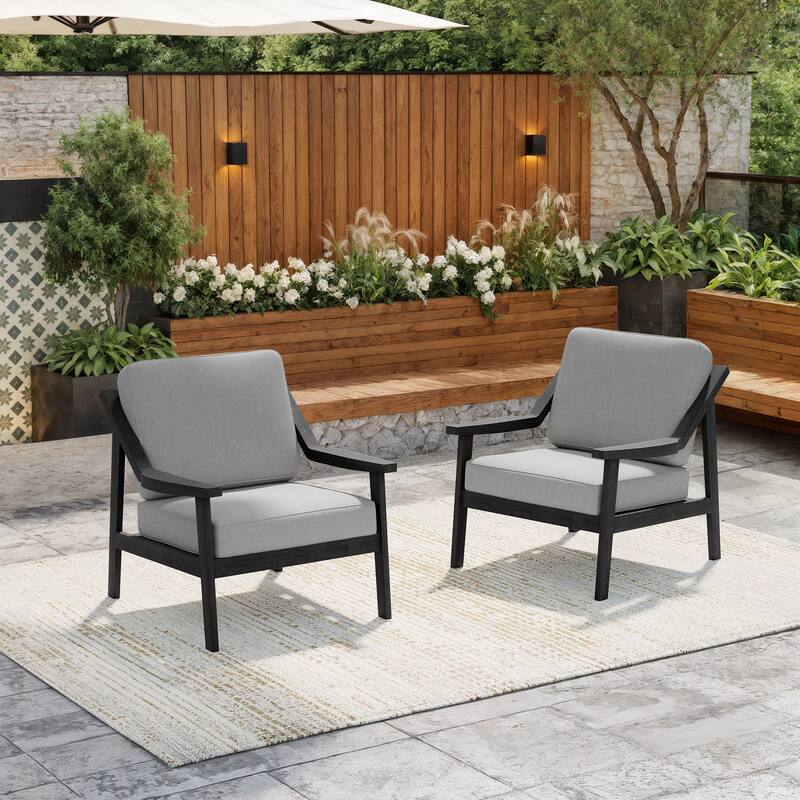 Solid Wood Outdoor Arm Chair Loveseat with Cushion
