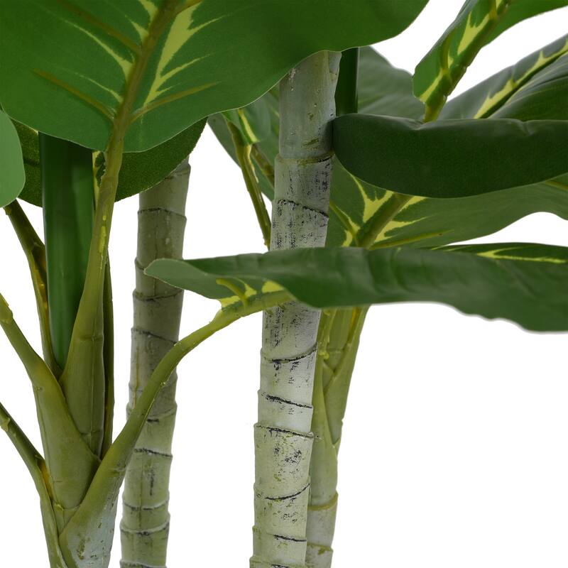 Roomfitters 42" Artificial Dieffenbachia Plant with Black Plastic Pot, Indoor Decorative Faux Tree