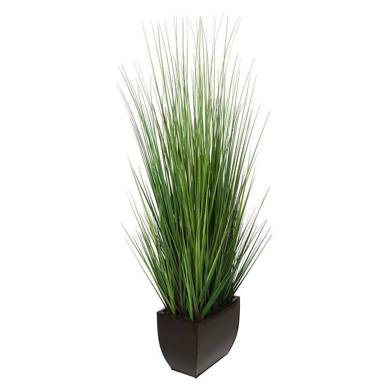 Faux PVC Grass in Large Rectangle Zinc Planter