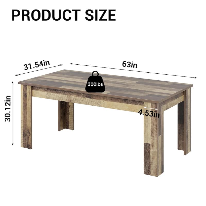 63 Inch Dining Table, Rectangular Dining Table for Kitchen