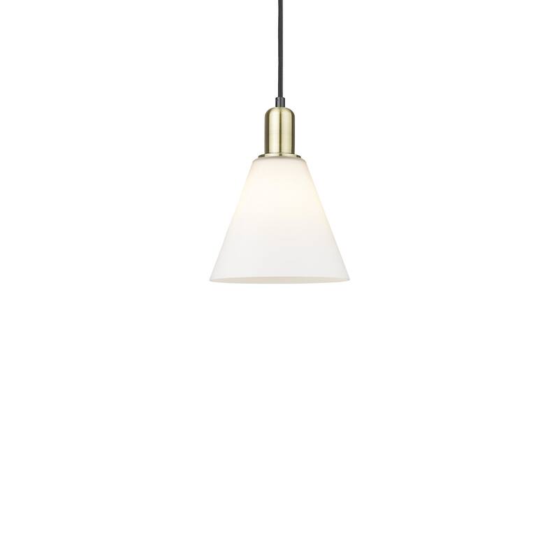 Innovations Lighting 716-1P-11-8 Berkshire Glass Pendant Berkshire - Black Antique Brass / Matte White