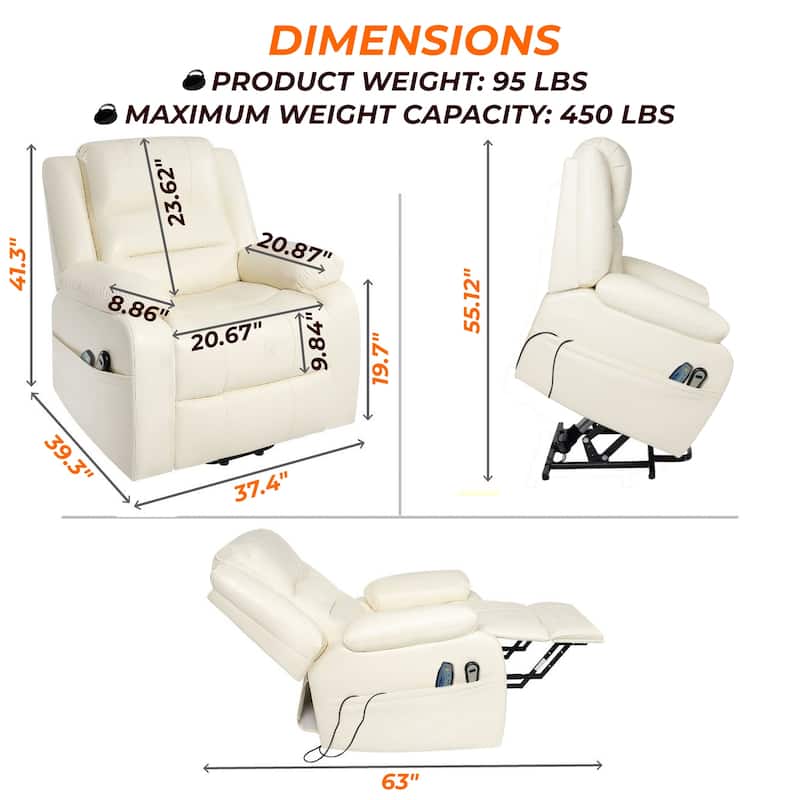 Power Lift Recliner Chair for Elderly with Heat, Massage & Adjustable Recline