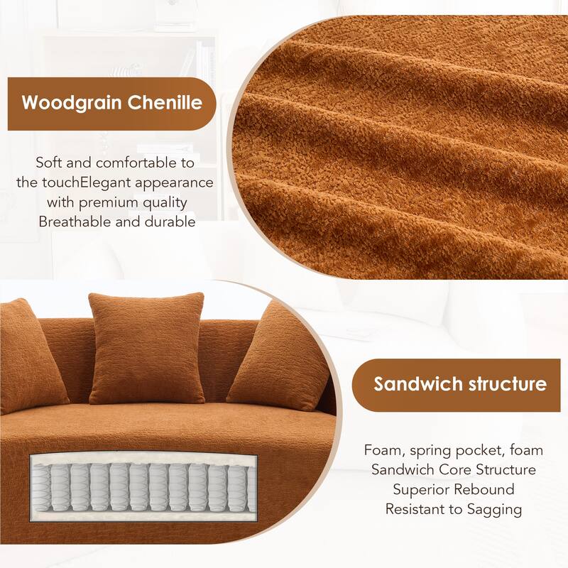 LY-049S Curved Modern Boneless Sofa Loveseat, Backrest Upgrade