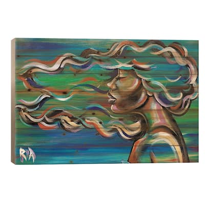 Summer Breeze....I Wish I Could Think With All The Colors Of This Wind Print On Wood by Artist Ria - Multi-Color