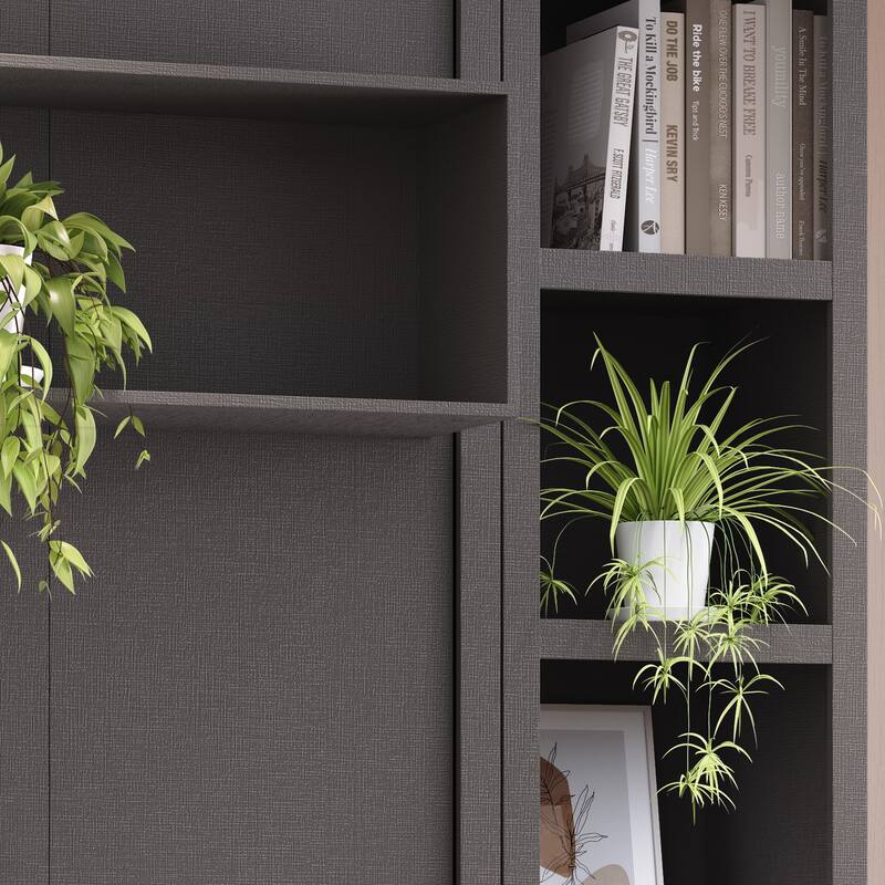 Easy-Lift Full Murphy Wall Bed in with Bookshelf