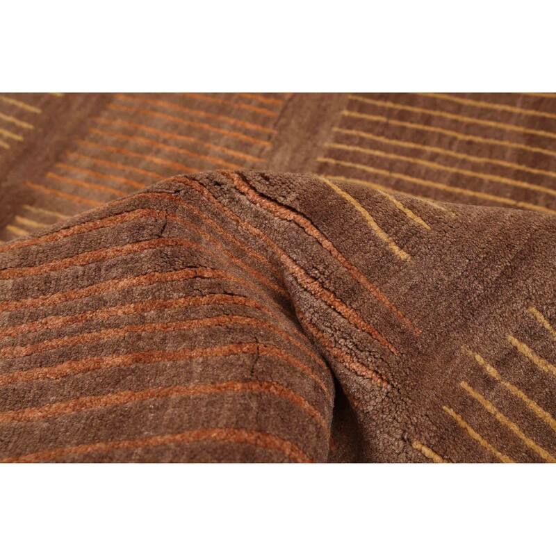 ECARPETGALLERY Hand-knotted Opulence Dark Brown Wool Rug - 8'1 x 10'0