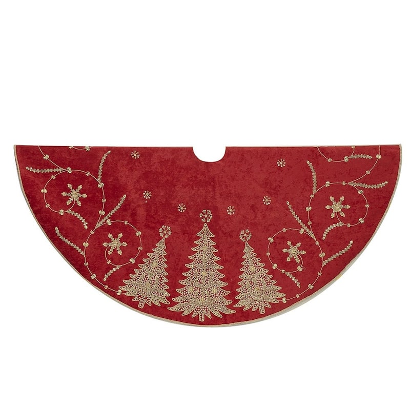 Kurt Adler 48-Inch Burgundy and Gold Christmas Tree Damask Tree Skirt