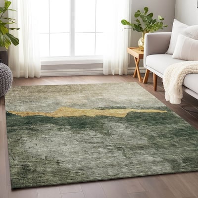 Machine Washable Indoor/ Outdoor Modern Contemporary Chantille Rug