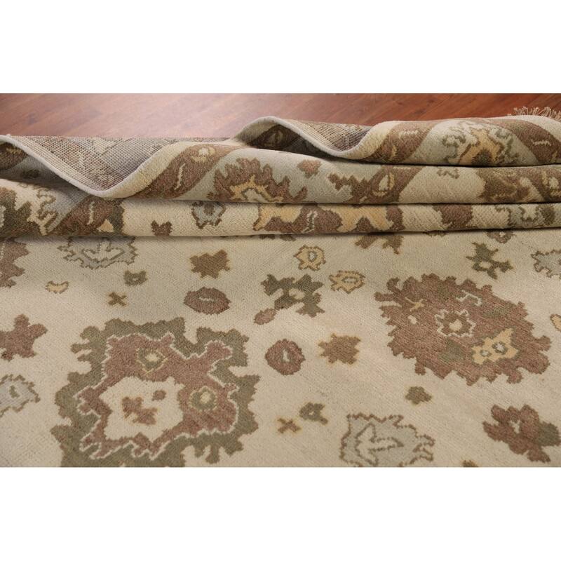 Earth Tone Oushak Indian Area Rug Hand-Knotted Wool Carpet - 8'0"x 10'2"