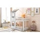 preview thumbnail 17 of 32, Twin over Twin Size Solid Wood Bunk Bed Wood Bed with Roof, Window, Guardrail, Ladder