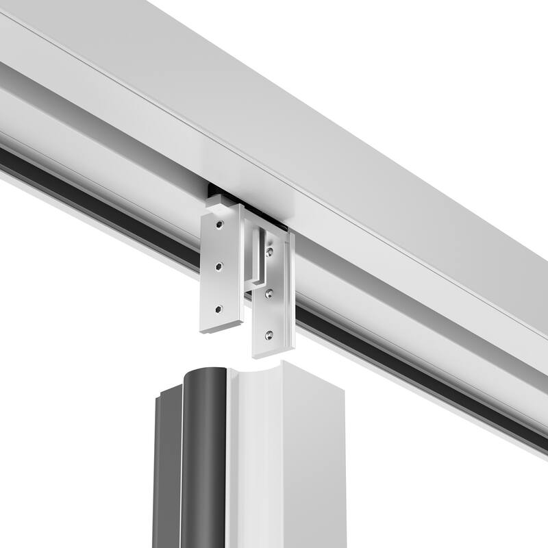 KaMic Elite-Fold 72" x 80" 2-Panel Aluminum Folding Door in White with Hidden Hinges & Rollers, Folded Out From Right To Left