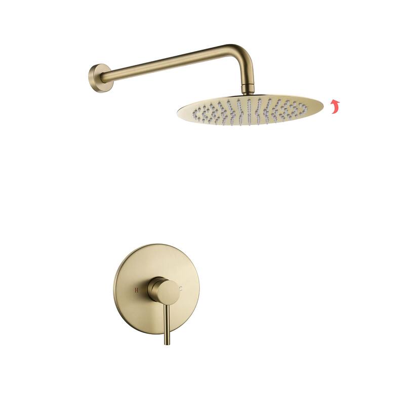 Wall Mounted Shower Faucet With Rough-in Valve Modern Complete Shower System Rainfall 10 Inch Round Shower Head Tirm Kit Set