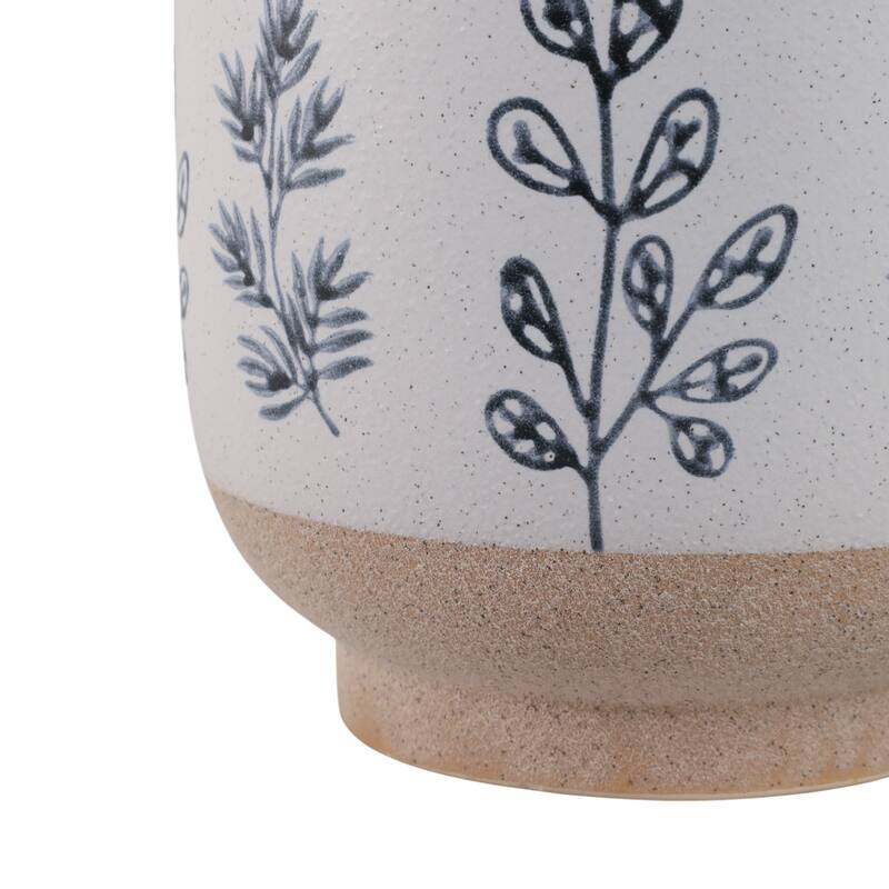 Stoneware Planters Botanical Detailing and Textured Design (Set of 2)