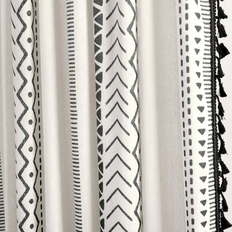 Lush Decor Hygge Boho Stripe Tassel Window Curtain Panels