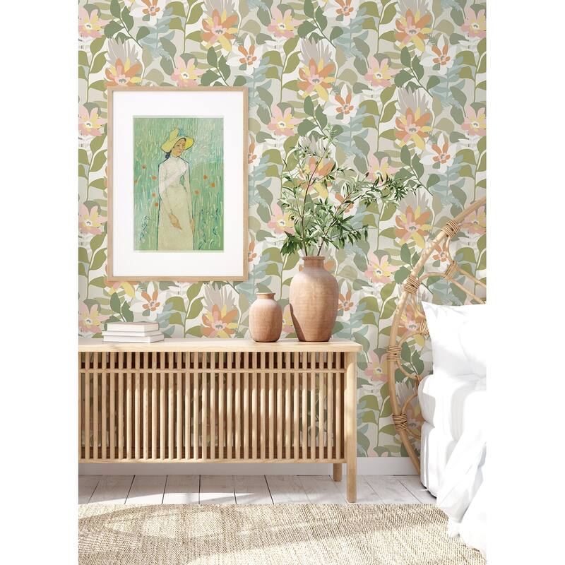 A-Street Prints Koko Taupe Floral Wallpaper