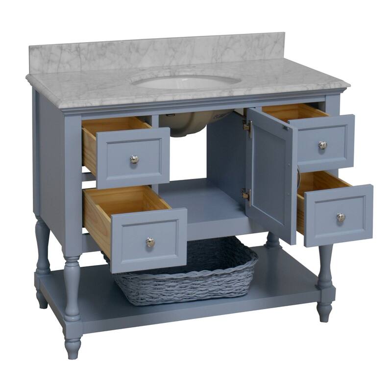 KitchenBathCollection Beverly 42" BathroomVanity w/ Carrara Marble Top