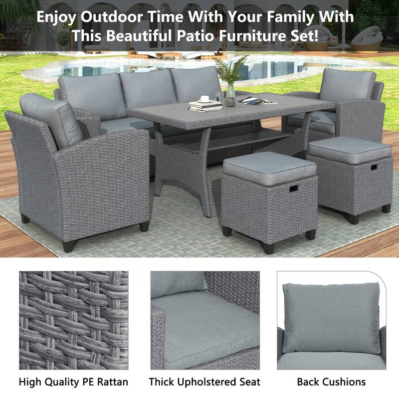 6-Piece Outdoor Rattan Wicker Set