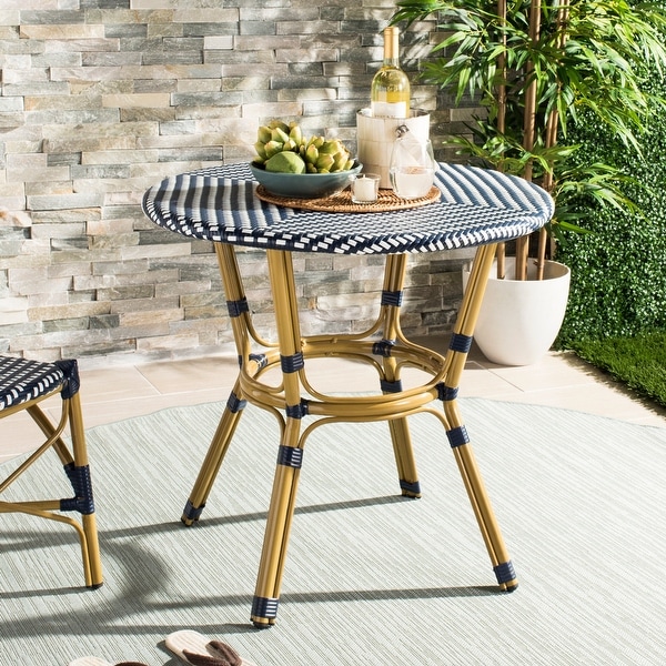 SAFAVIEH Outdoor Sidford Rattan Bistro Table Fully Assembled