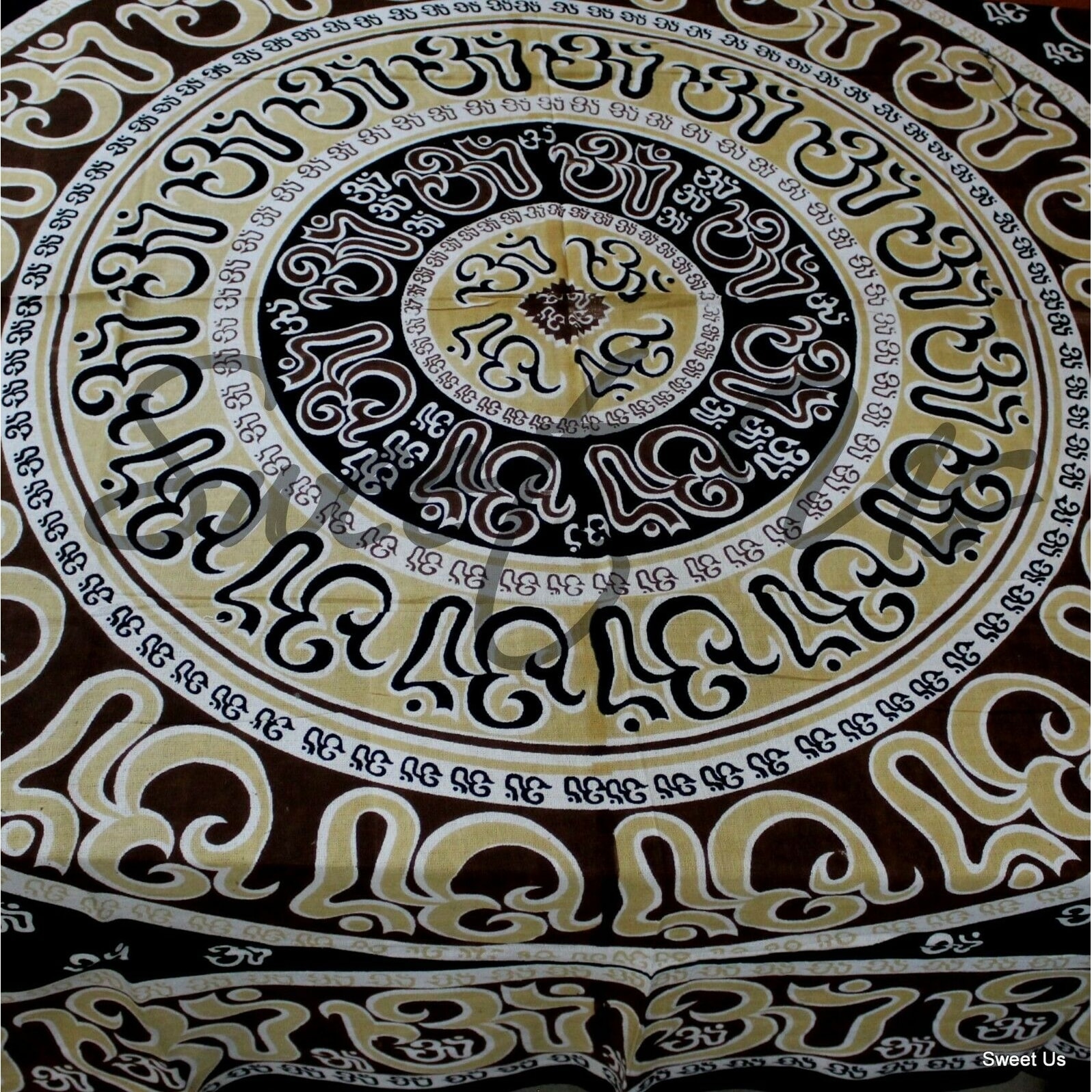 Handmade Mandala Om Print Cotton Tapestry Throw Tablecloth Spread Wall Hang Full 