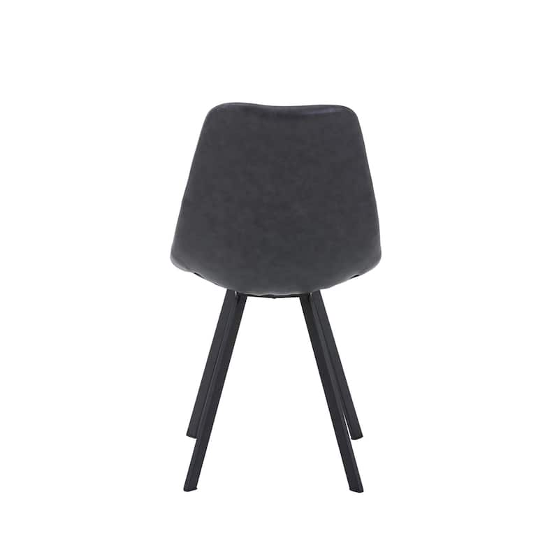 Markley Modern Ergonomic Leather Dining Chair with Black Steel Legs, Scratch-Resistant & Comfortable Kitchen Chair