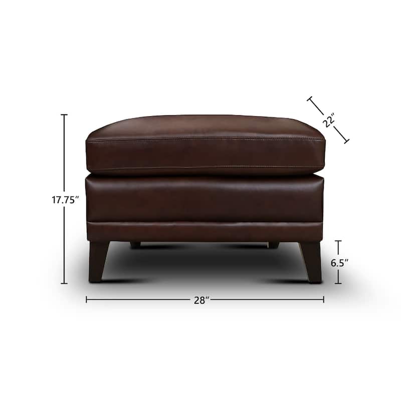 Sienna 100% Genuine Leather Midcentury Modern Ottoman