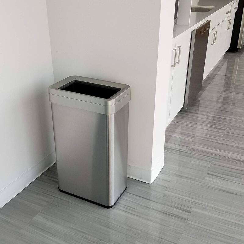 iTouchless 18 Gal Stainless Steel Rectangular Open Top Trash Can