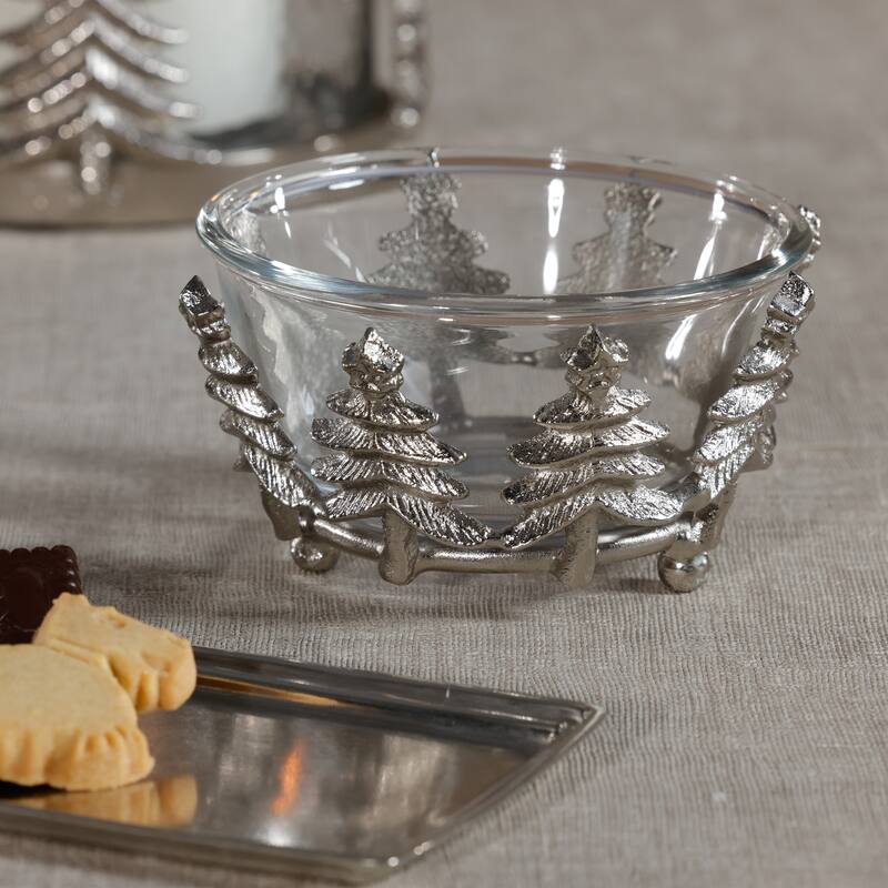 Foret d'Hiver Glass & Metal Bowl, Decorative & Serving