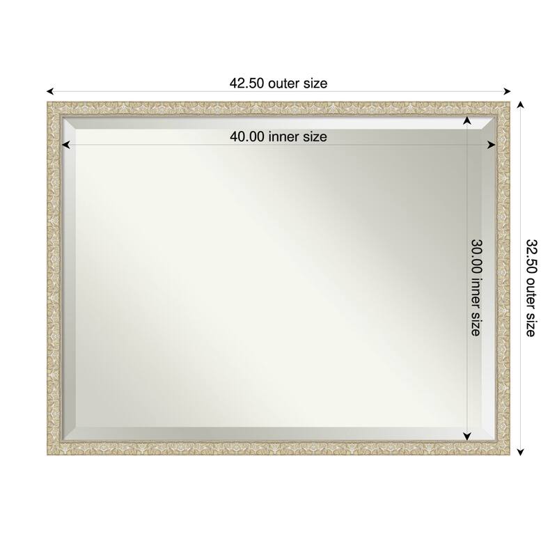 Lila Beveled Wood Framed Wall Mirror - 43 x 33 in - Lila Silver