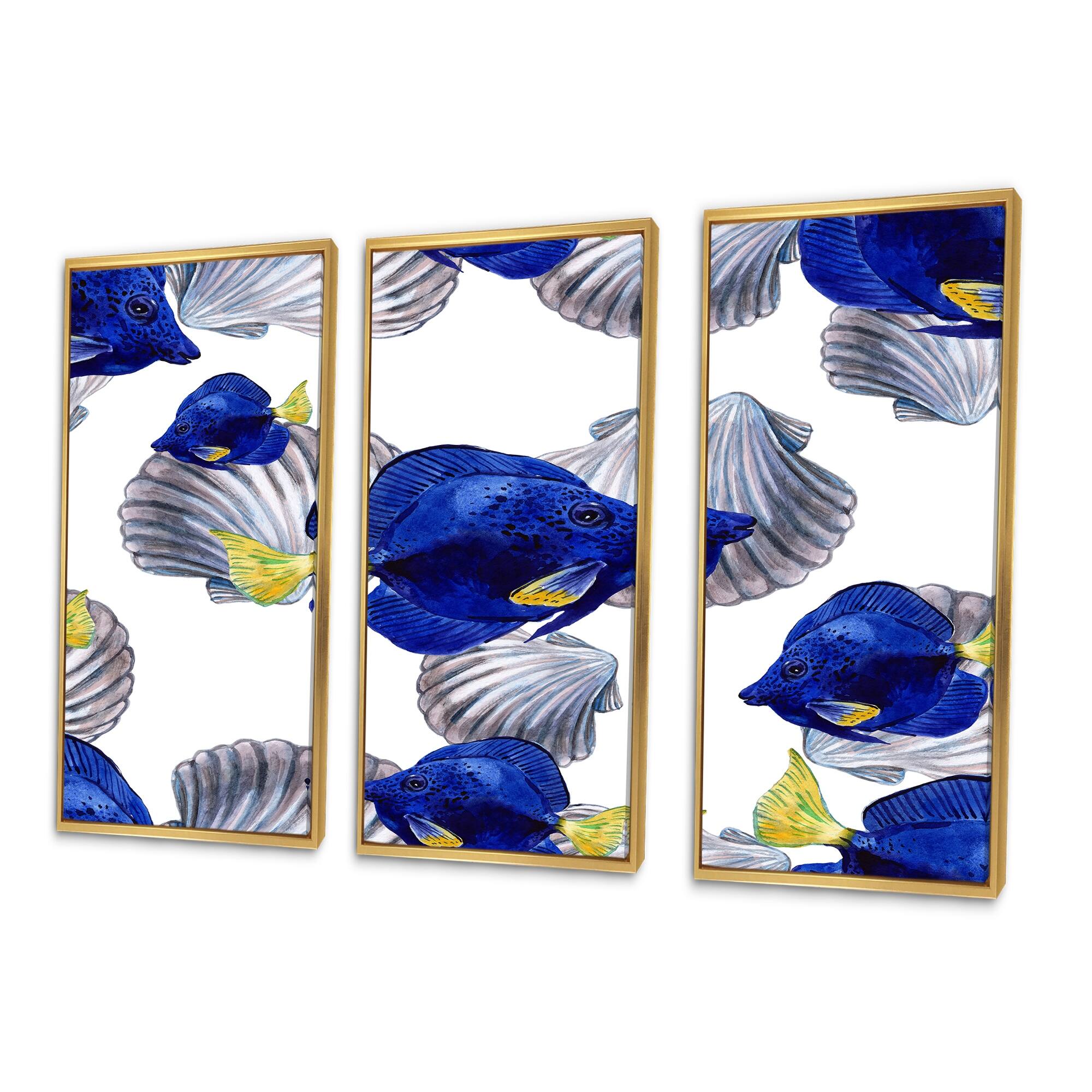 Designart "Dark Blue Deep Sea Fish" Nautical & Coastal Framed Wall