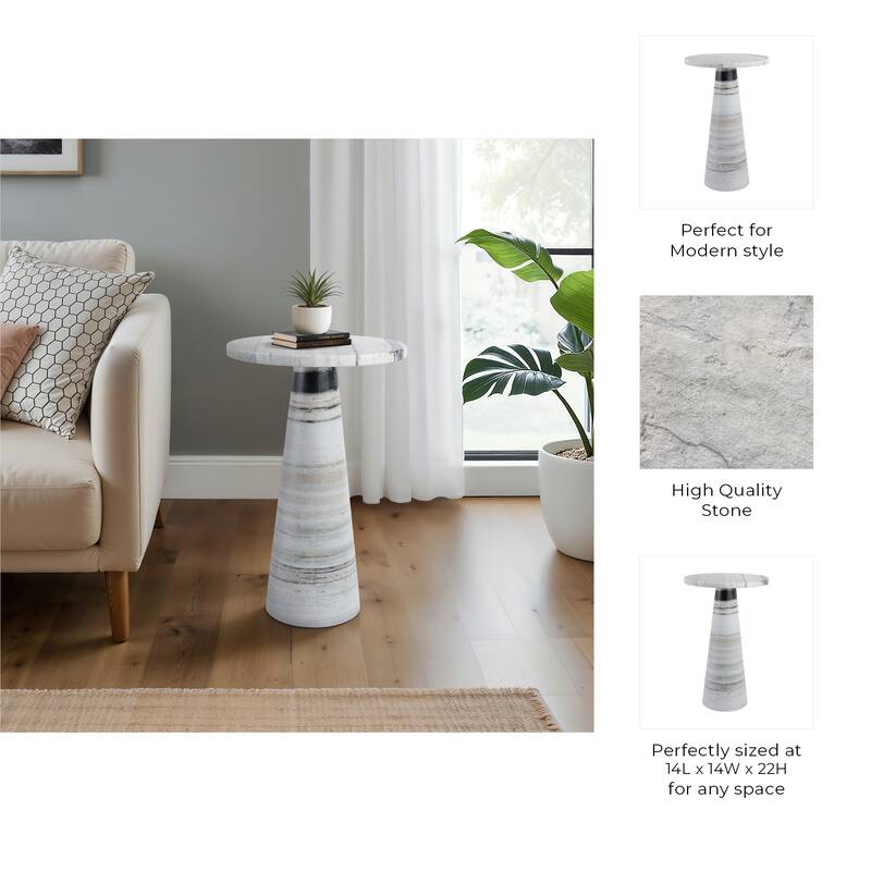 Marble Accent Table with Sleek Tapered Base Modern Minimalist Design