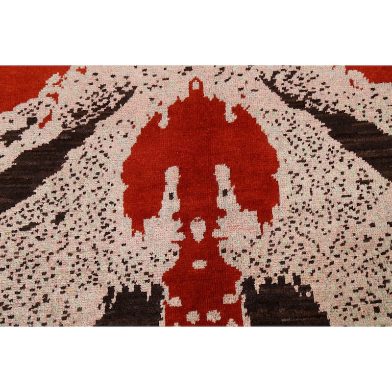 Vegetable Dye Abstract Oriental Dining Room Area Rug Wool Hand-knotted - 6'7" x 9'7"