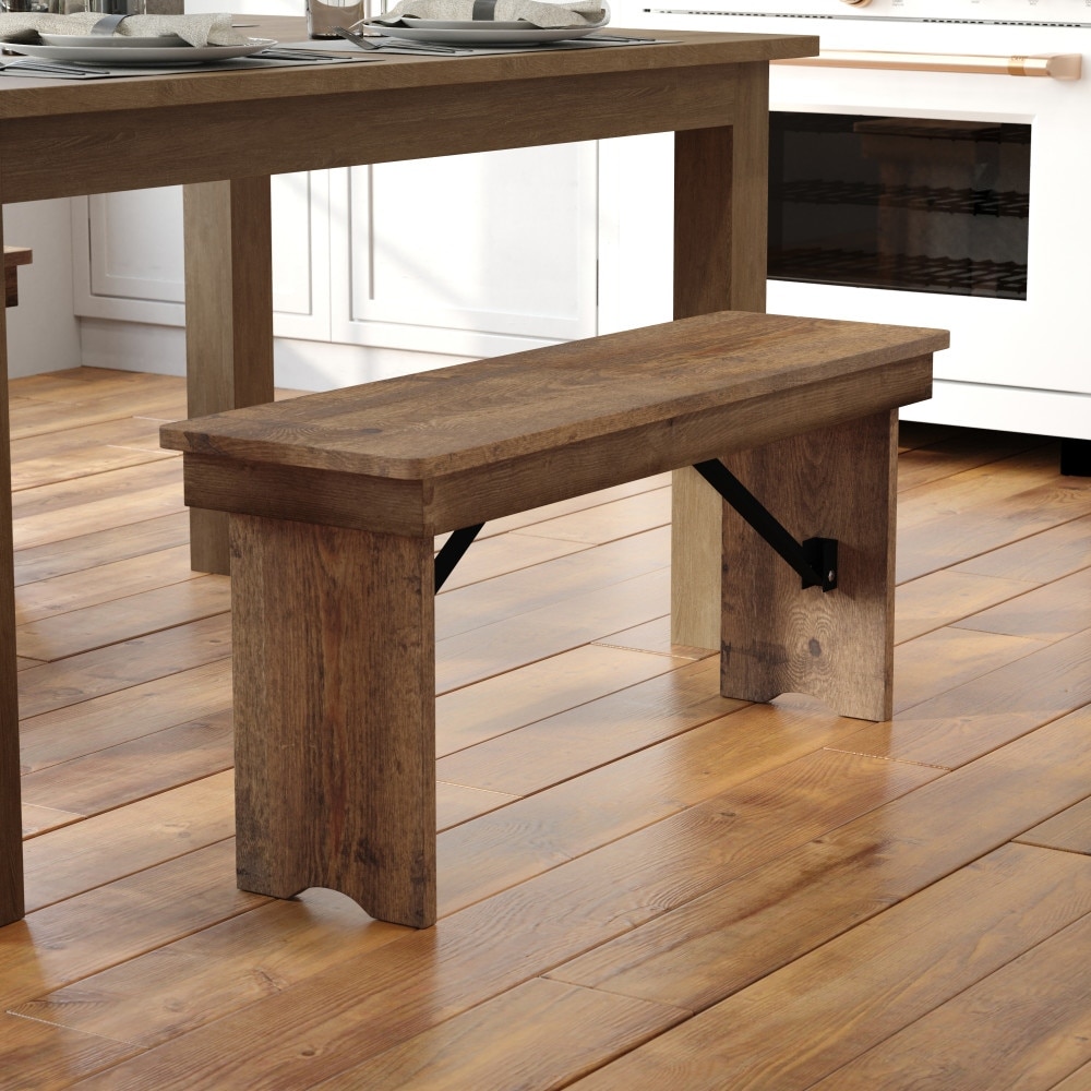 40" x 12" Antique Rustic Solid Pine Folding Farm Bench